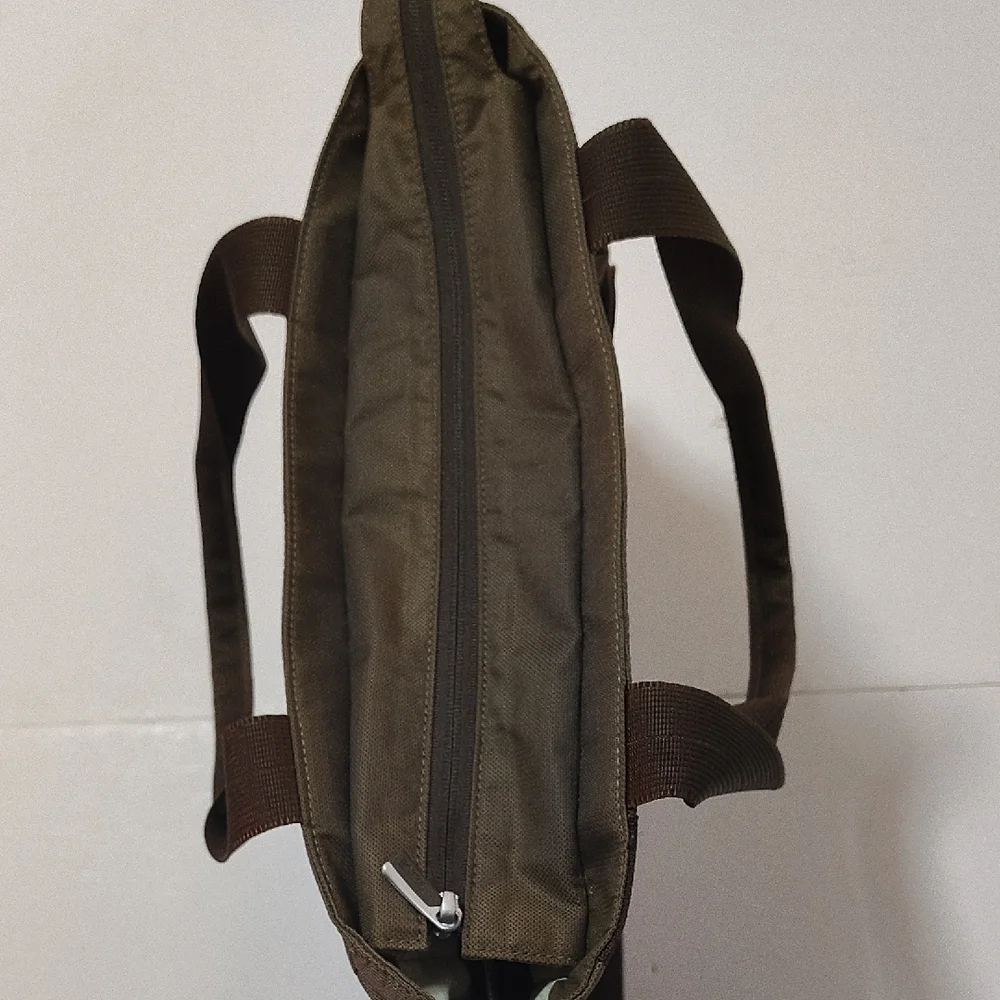 Tumi T Tech Olive Army Green Ballistic Nylon Tote Bag Water Bottle Slot
